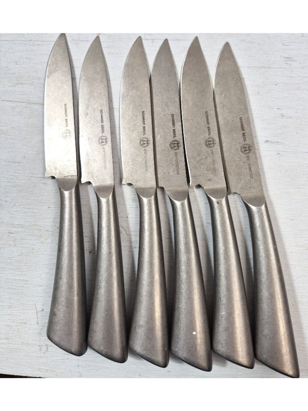 Schmidt Bros German Stainless Steel 4.5" Steak Knives Set Of 6 Vintage Style